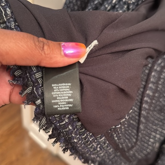 Ann Taylor blue tweed ruffle jacket. Navy blue and metallic size small - Picture 5 of 8